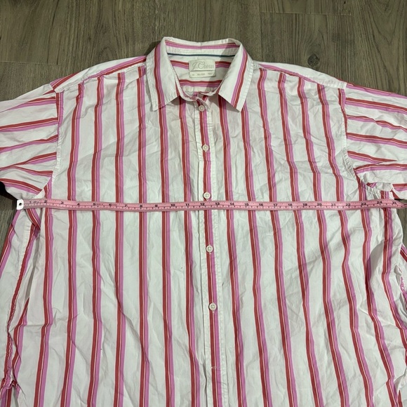 J Crew Poplin Shirt Top Pink White Stripe Relaxed Fit Washed Cotton Sz 20 Preppy - Picture 7 of 11